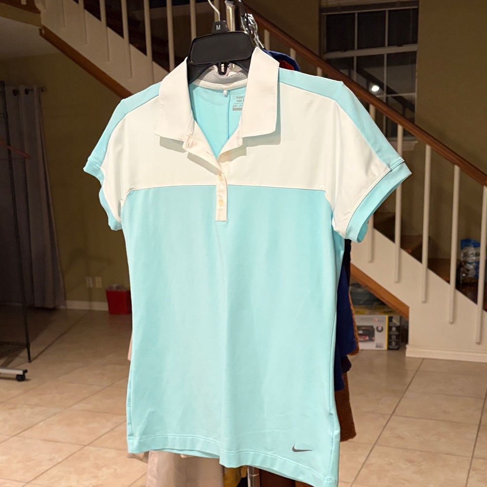 Women's Mint and White Polo Shirt